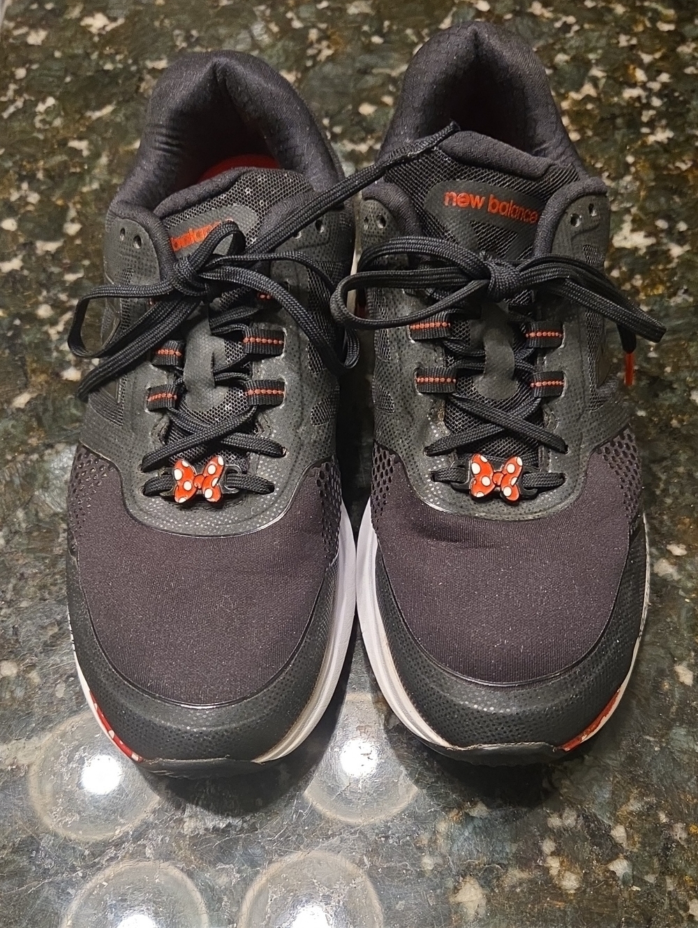 New Balance Womens DIsney Minnie Mouse Black and Red Running Shoes